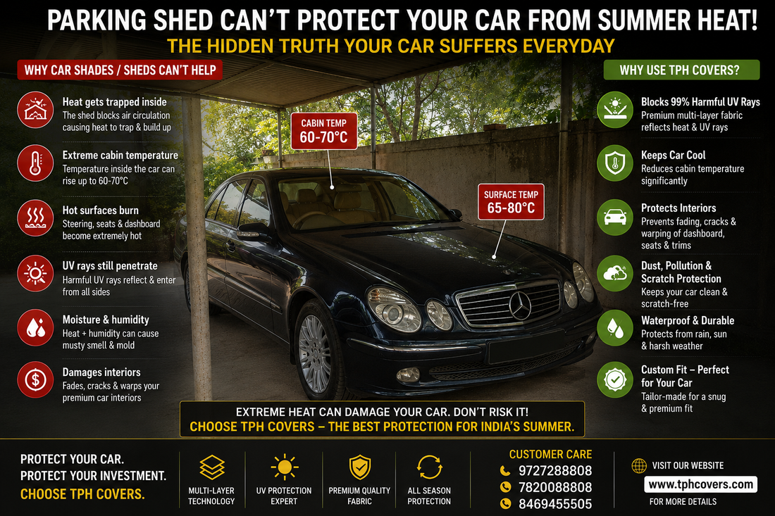 Why Car Parking Shades, Window Films & Windshield Covers Fail in Summer — And Why TPH Covers Are the Best Protection for Your Car